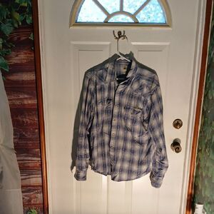Lucky Brand Blue Plaid Casual Button Down Shirt RL56